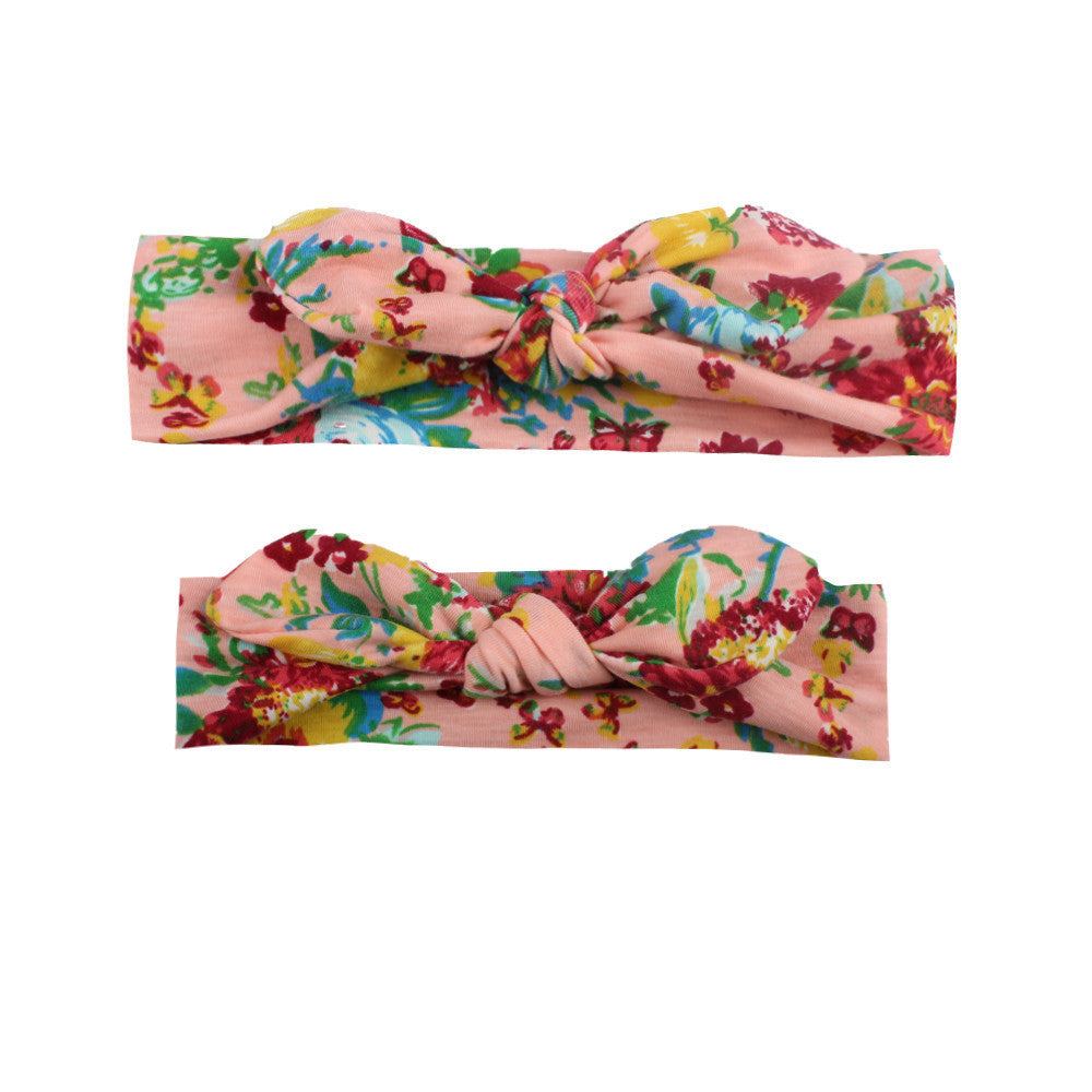 HKM-404947 Kids' Print Knotted Bunny Ears Headband - Available in 8 Colors, Size 17X6 cm or 21X6 cm