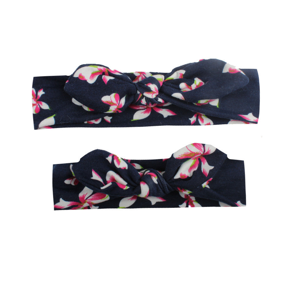 HKM-404947 Kids' Print Knotted Bunny Ears Headband - Available in 8 Colors, Size 17X6 cm or 21X6 cm