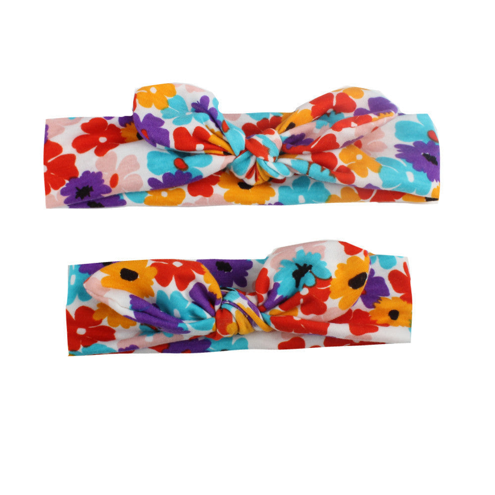 HKM-404947 Kids' Print Knotted Bunny Ears Headband - Available in 8 Colors, Size 17X6 cm or 21X6 cm