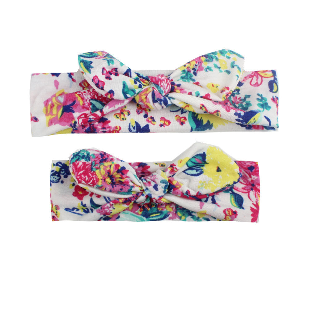 HKM-404947 Kids' Print Knotted Bunny Ears Headband - Available in 8 Colors, Size 17X6 cm or 21X6 cm