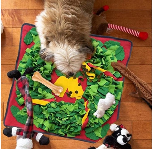 HKM-702931 Christmas Bell Pet Sniffing Mat for Dogs - 70cm×70cm, Machine Washable
