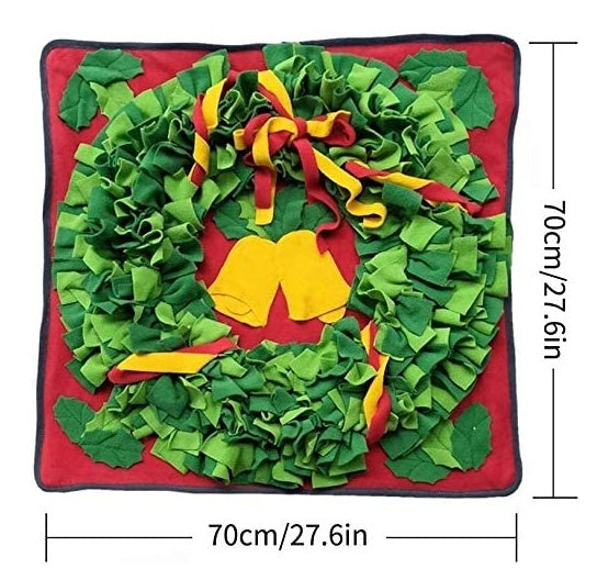HKM-702931 Christmas Bell Pet Sniffing Mat for Dogs - 70cm×70cm, Machine Washable
