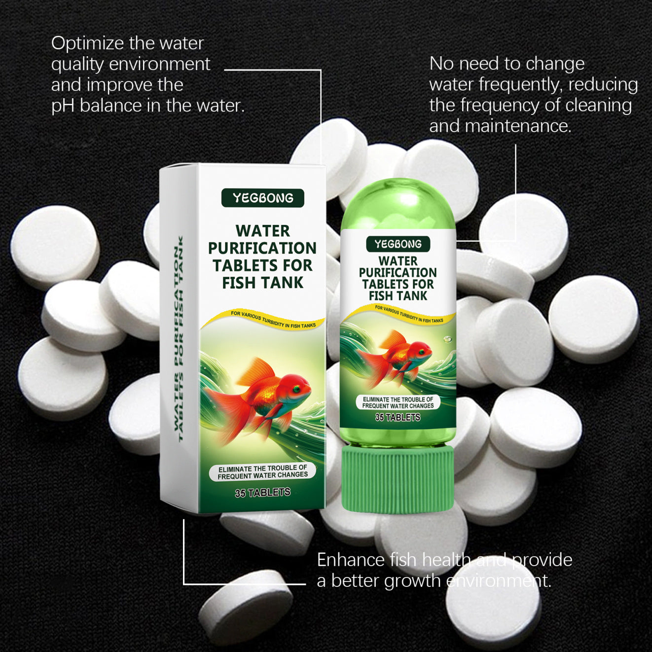 HKM-615635 Aquarium Water Purification Tablets for Clear & Safe Fish Tank Environment