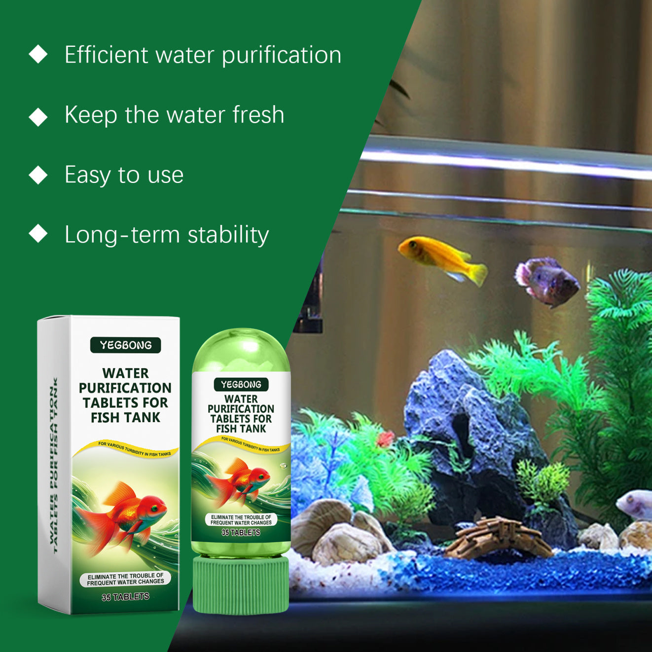 HKM-615635 Aquarium Water Purification Tablets for Clear & Safe Fish Tank Environment