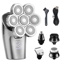 HKM-971539 Men's 5-in-1 Electric Razor with LED Display and 4 Shaving Heads, Washable Whole Body Grooming Tool