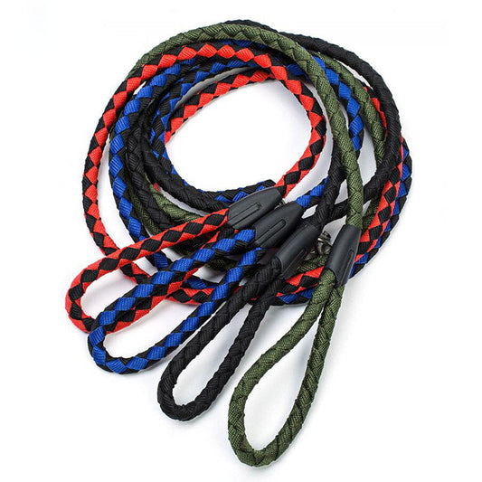 HKM-459411 Durable Non-Retractable Nylon Braided Dog Leash - Adjustable Length in Multiple Colors