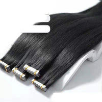 HKM-567635 Natural Black Straight Hair Wig - 30CM Real Human Hair, Iron-Friendly, Natural Scales