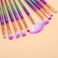 HKM-912915 Loose Powder Eye Shadow Brush Set - 10 Long Handle Makeup Brushes with Wool Fibers