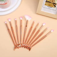 HKM-912915 Loose Powder Eye Shadow Brush Set - 10 Long Handle Makeup Brushes with Wool Fibers