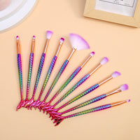 HKM-912915 Loose Powder Eye Shadow Brush Set - 10 Long Handle Makeup Brushes with Wool Fibers