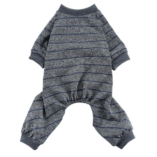 HKM-348627 Striped Summer Pajamas for Dogs - Lightweight Polyester Pet Clothing in Various Sizes