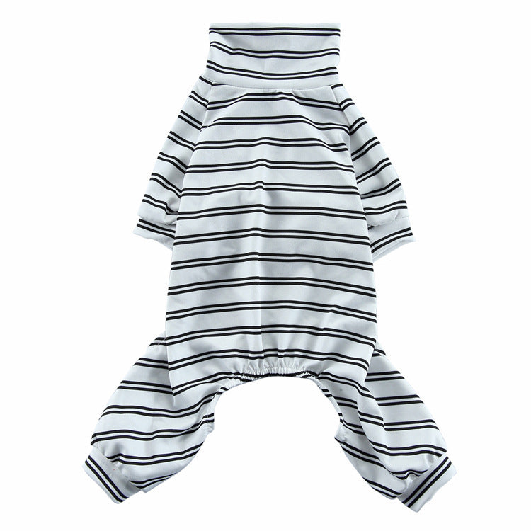 HKM-348627 Striped Summer Pajamas for Dogs - Lightweight Polyester Pet Clothing in Various Sizes