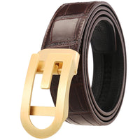 HKM-670675 Men's Automatic Belt with Stainless Steel Buckle, Genuine Cowhide Leather