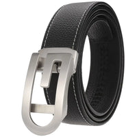HKM-670675 Men's Automatic Belt with Stainless Steel Buckle, Genuine Cowhide Leather