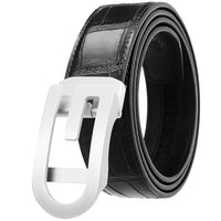 HKM-670675 Men's Automatic Belt with Stainless Steel Buckle, Genuine Cowhide Leather