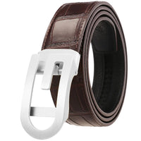 HKM-670675 Men's Automatic Belt with Stainless Steel Buckle, Genuine Cowhide Leather