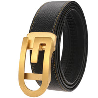 HKM-670675 Men's Automatic Belt with Stainless Steel Buckle, Genuine Cowhide Leather
