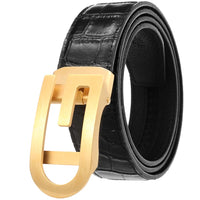 HKM-670675 Men's Automatic Belt with Stainless Steel Buckle, Genuine Cowhide Leather