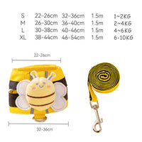 HKM-848339 Bee-themed Pet Suspender Set with Cat Harness and Leash for Stylish Walks