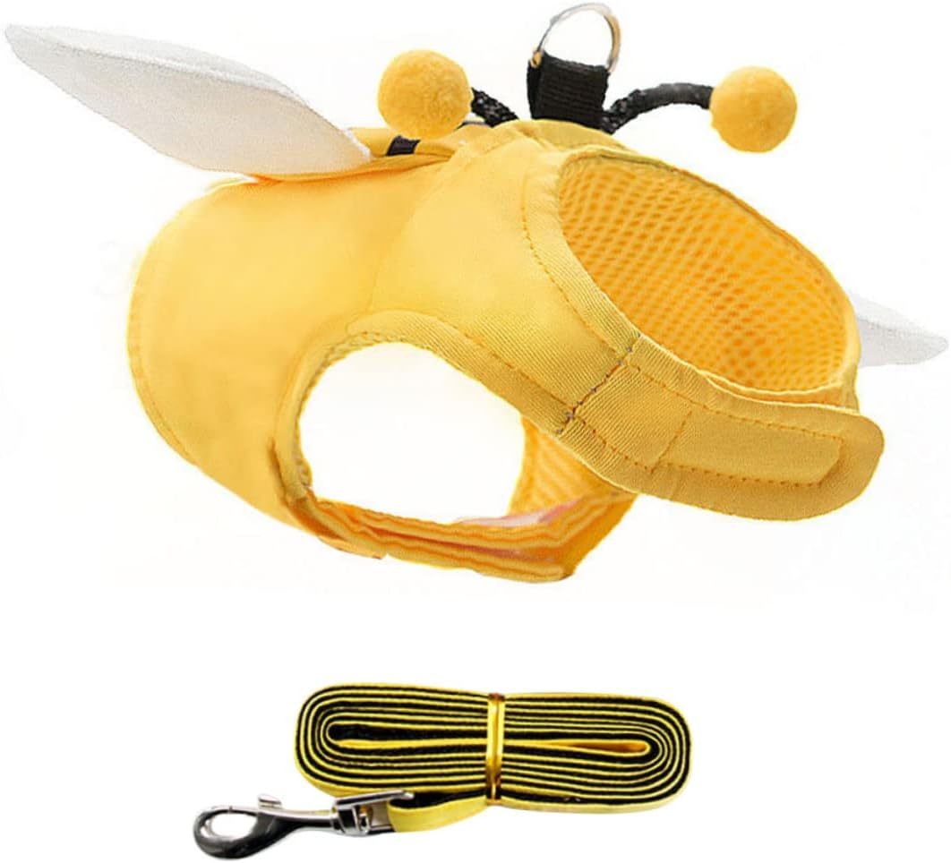 HKM-848339 Bee-themed Pet Suspender Set with Cat Harness and Leash for Stylish Walks