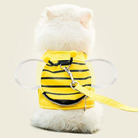 HKM-848339 Bee-themed Pet Suspender Set with Cat Harness and Leash for Stylish Walks