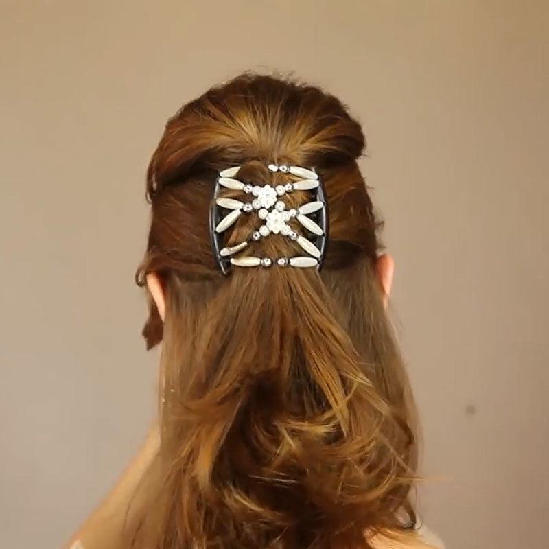 HKM-823187 Elegant Women’s Long Bar Hairpin with Color Crystal Beads