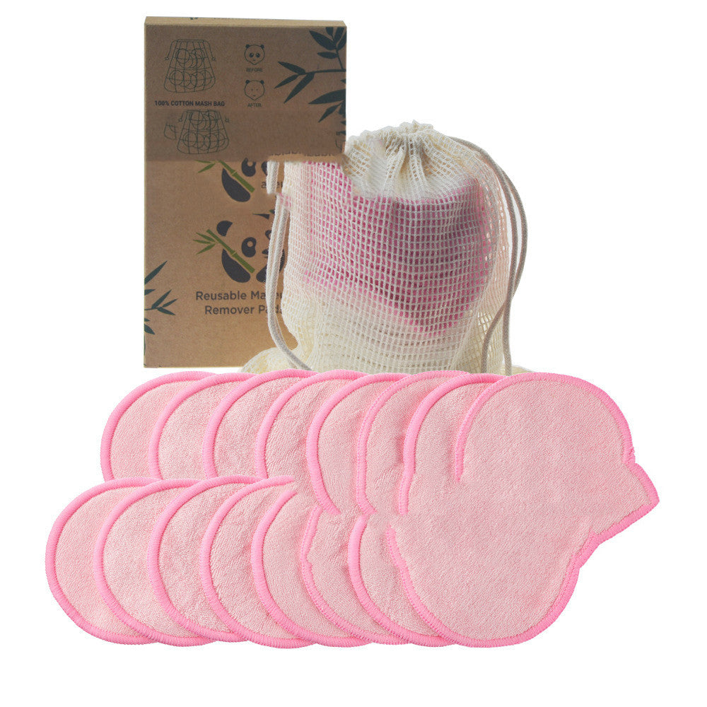 HKM-107219 Bamboo Fiber Makeup Remover Set - 12 to 16 Reusable Velvet Cotton Pads for Gentle Cleansing