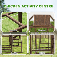 HKM-778835 Chicken Activity Play Set with Swings, Ladders, and Perches for Enhanced Exercise and Comfort, Coffee