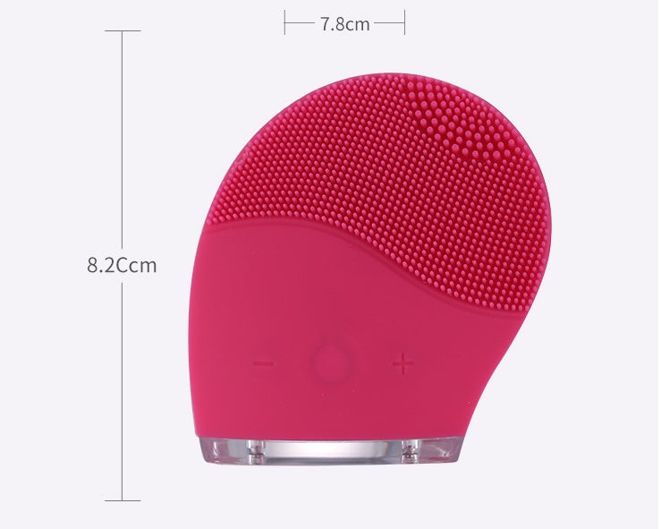HKM-819411 Silica Gel Waterproof Face Cleaning Brush for Skin Care and Pore Cleansing, Rose Red