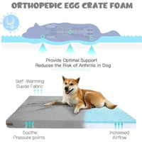 HKM-240211 Double-Sided Waterproof Dog Bed for Small to Medium Dogs - Bite-Resistant Leather with Removable Summer Crate Mat