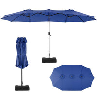HKM-729939 15ft Rectangular Patio Umbrella with Base for Stylish Outdoor Shade