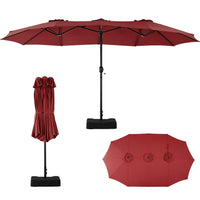 HKM-729939 15ft Rectangular Patio Umbrella with Base for Stylish Outdoor Shade