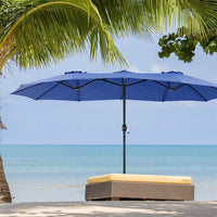 HKM-729939 15ft Rectangular Patio Umbrella with Base for Stylish Outdoor Shade