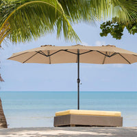 HKM-729939 15ft Rectangular Patio Umbrella with Base for Stylish Outdoor Shade