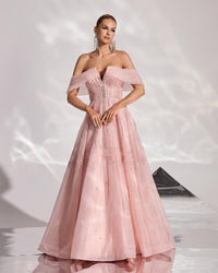 HKM-008403 Elegant Pink Evening Gown for Women - Stylish & Sophisticated Design