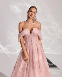 HKM-008403 Elegant Pink Evening Gown for Women - Stylish & Sophisticated Design