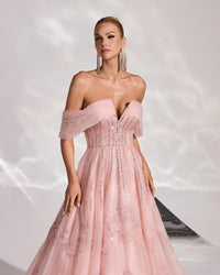 HKM-008403 Elegant Pink Evening Gown for Women - Stylish & Sophisticated Design