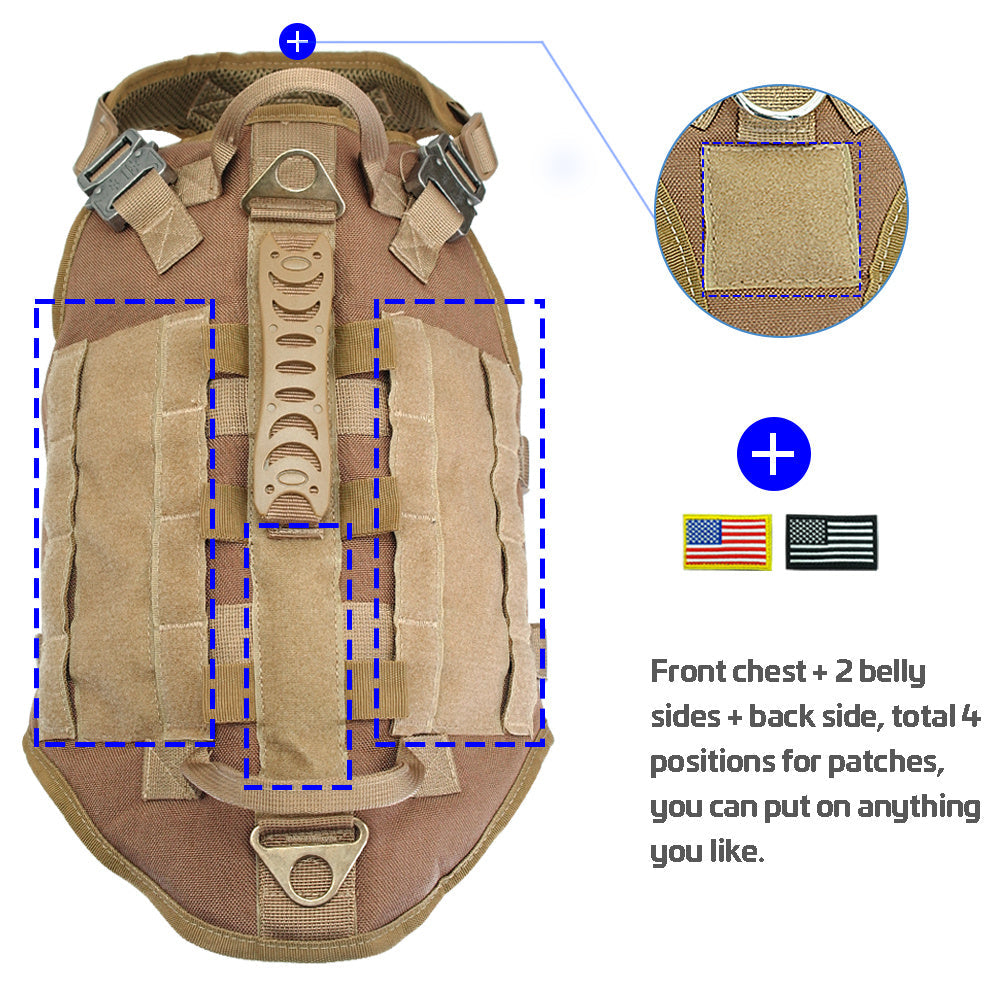 HKM-909267 Tactical Dog Outdoor Vest - Nylon, Water-Resistant, Padded - Available in Brown, Black, Green