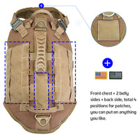 HKM-909267 Tactical Dog Outdoor Vest - Nylon, Water-Resistant, Padded - Available in Brown, Black, Green