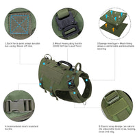 HKM-909267 Tactical Dog Outdoor Vest - Nylon, Water-Resistant, Padded - Available in Brown, Black, Green