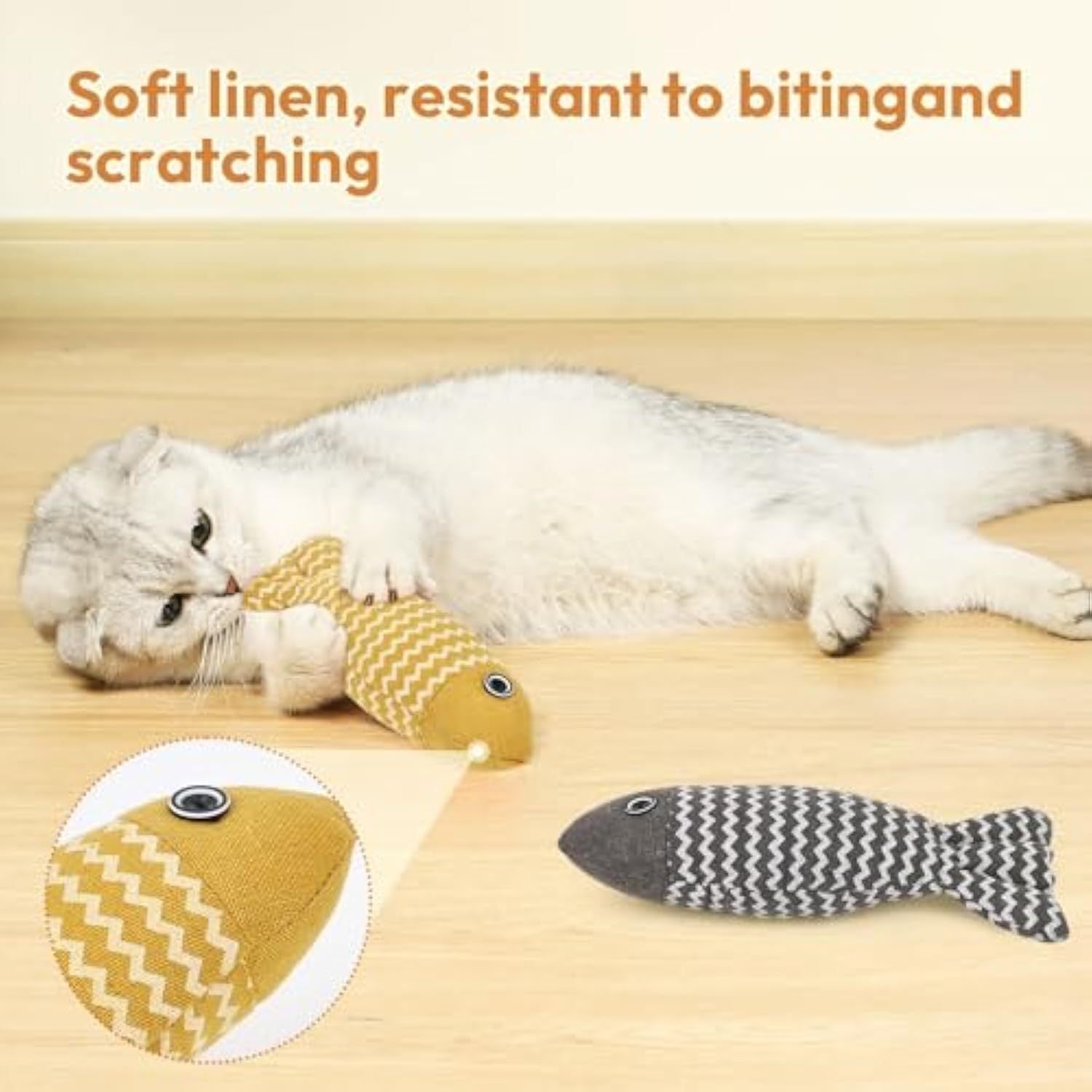 HKM-643155 Catnip Fish Toys for Indoor Cats - 3-Piece Interactive Playset for Kittens and Cats