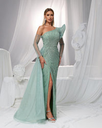 HKM-417427 Elegant Green Evening Gown for Ladies - Model EZ25151