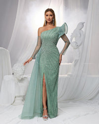 HKM-417427 Elegant Green Evening Gown for Ladies - Model EZ25151