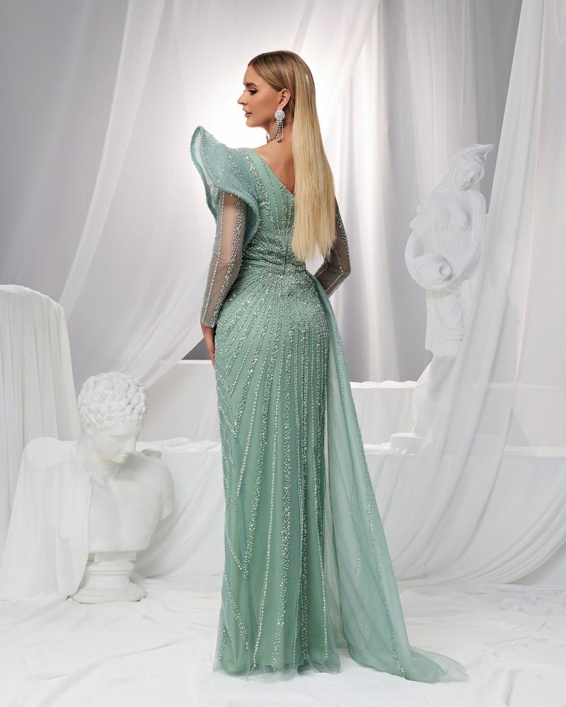 HKM-417427 Elegant Green Evening Gown for Ladies - Model EZ25151
