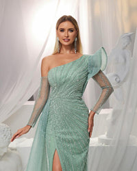 HKM-417427 Elegant Green Evening Gown for Ladies - Model EZ25151