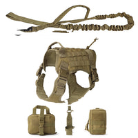 HKM-203027 Tactical Outdoor Dog Vest Suit with Leash, Kettle Bag, and Backpack - Available in Black, Khaki, Military Green, and Camouflage