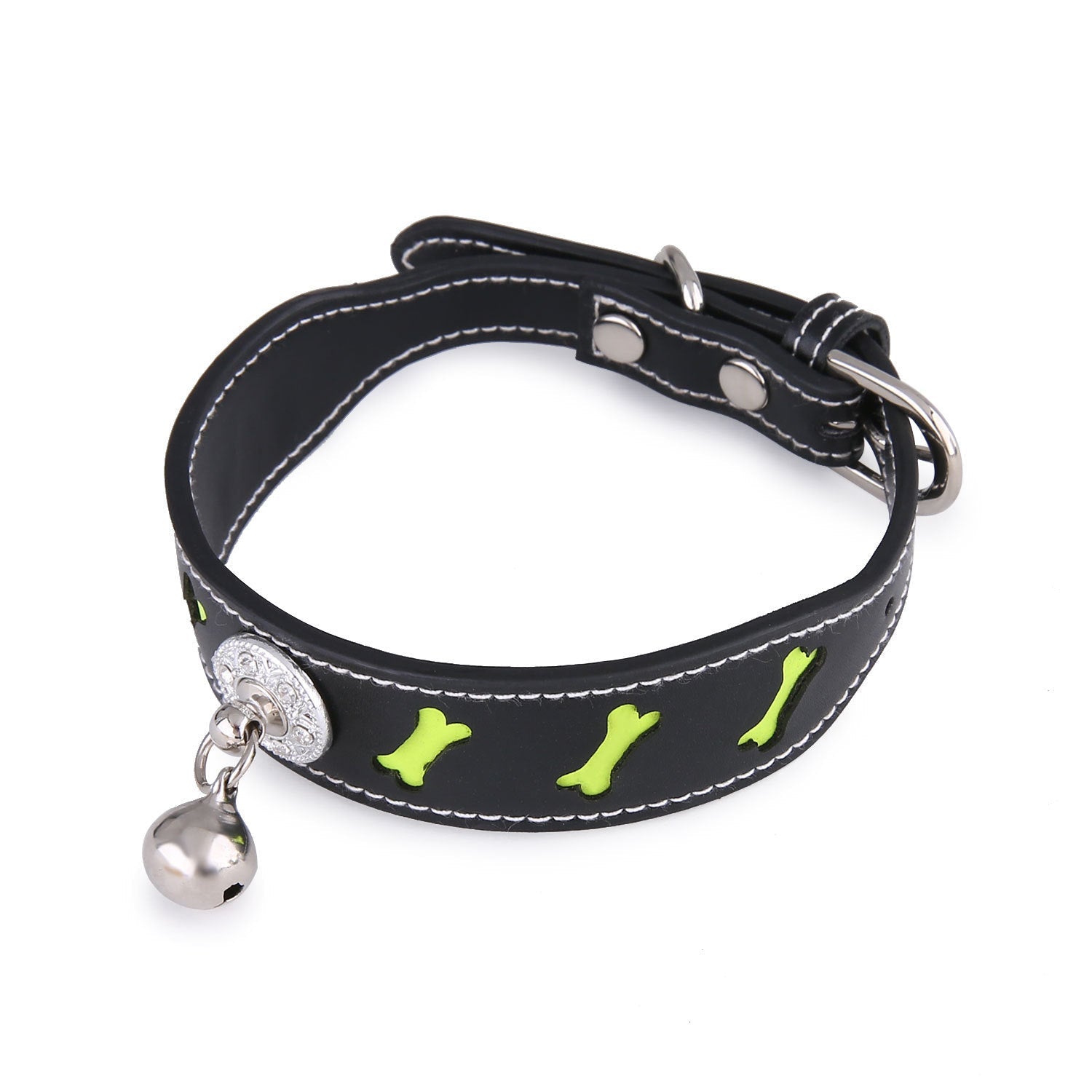 HKM-366547 Reflective Cartoon Bone Shape Pet Collar with Bell for Cats and Dogs - Adjustable Neck Circumference 25-32cm