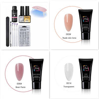 HKM-616275 Milky and Pink Polygel Nail Kit with Fast Crystal Extension Glue - 30ml, Lasts 45 Days