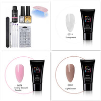 HKM-616275 Milky and Pink Polygel Nail Kit with Fast Crystal Extension Glue - 30ml, Lasts 45 Days