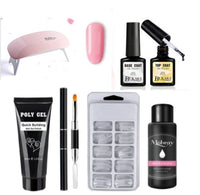 HKM-616275 Milky and Pink Polygel Nail Kit with Fast Crystal Extension Glue - 30ml, Lasts 45 Days
